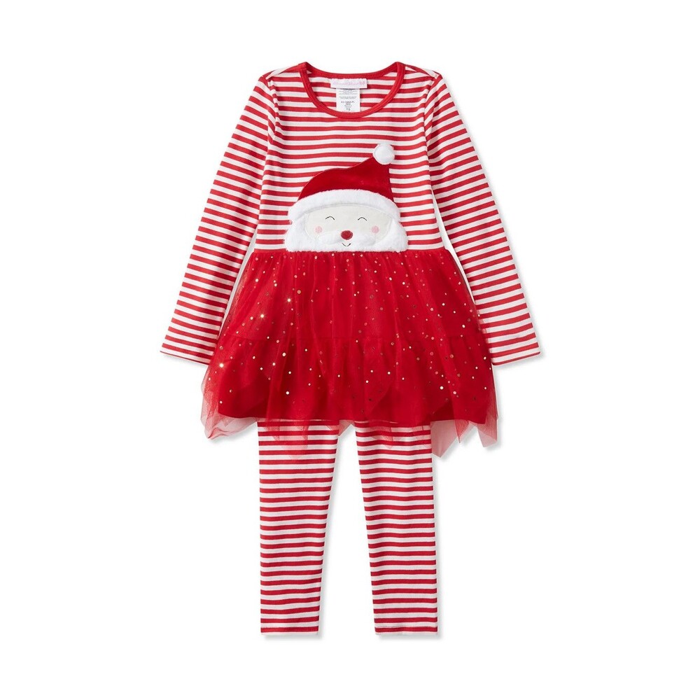C1 Bonnie Jean Size 5 Top Leggings Christmas NWT Outfit Santa Tutu Red White